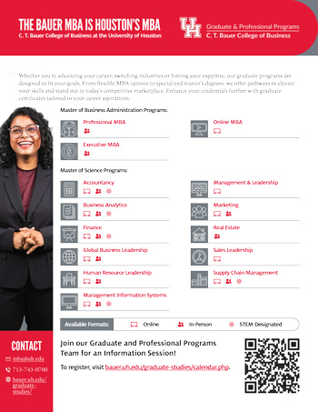 UH Bauer College Graduate Programs Flyer