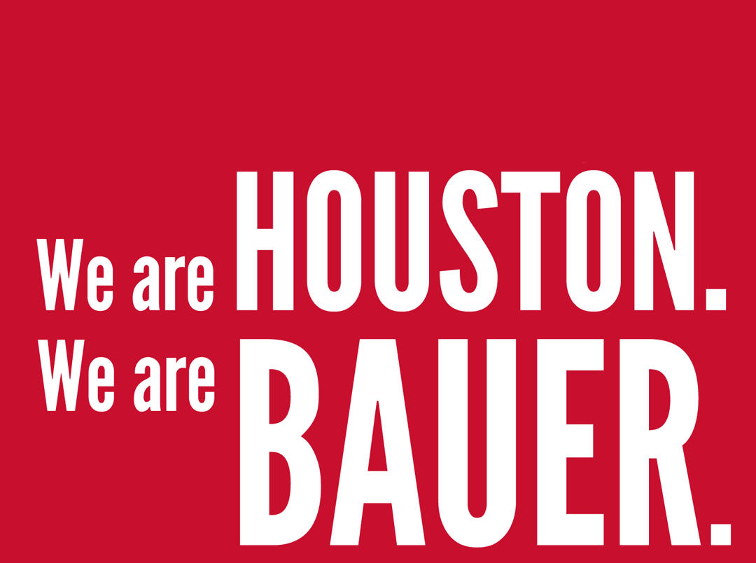 We are HOUSTON. We are BAUER. Graphic: White text on Cougar Red background.