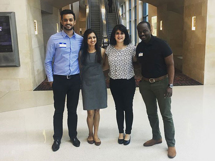 Graduate alumni Aqib Sunesara, Ankita Jaiswal, Negar Nikpour, and Matthew Busingye competed in The Fresh Connection APICS Global Student Challenge during the 2017 APICS International Conference in San Antonio.