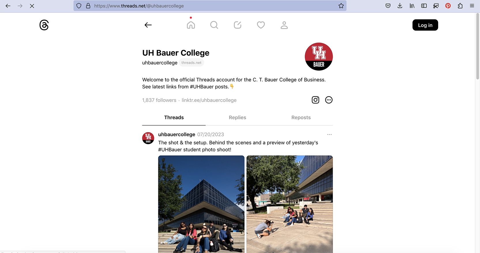 Screenshot of Bauer Threads Page